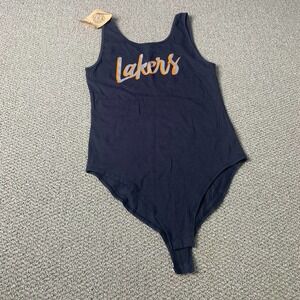 U-Trau‎ Womens Bodysuit Large Blue Sleeveless Lakers One-Piece Scoop Neck USA